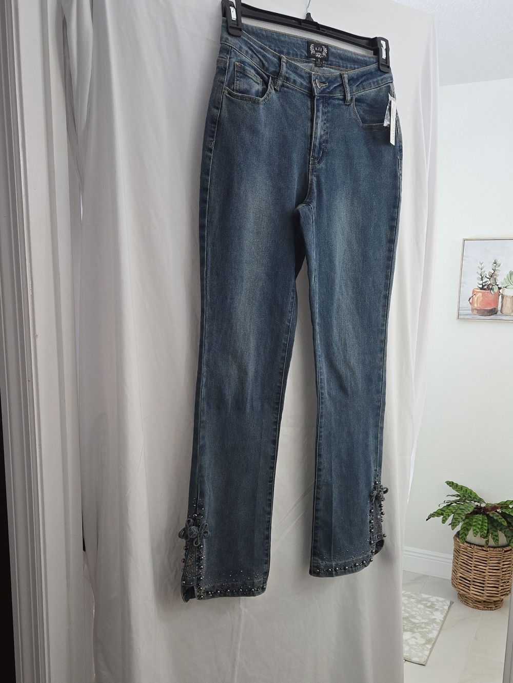 AZI Women’s Embellished Blue Jeans